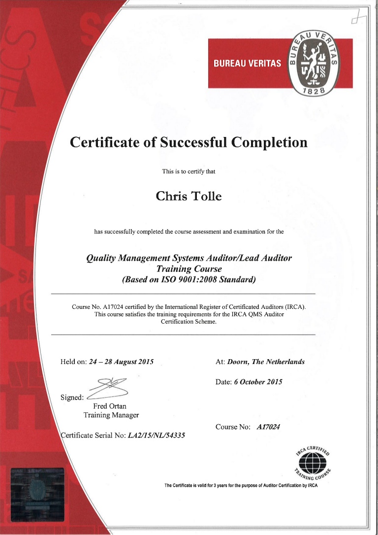 iso 9001 internal auditor course